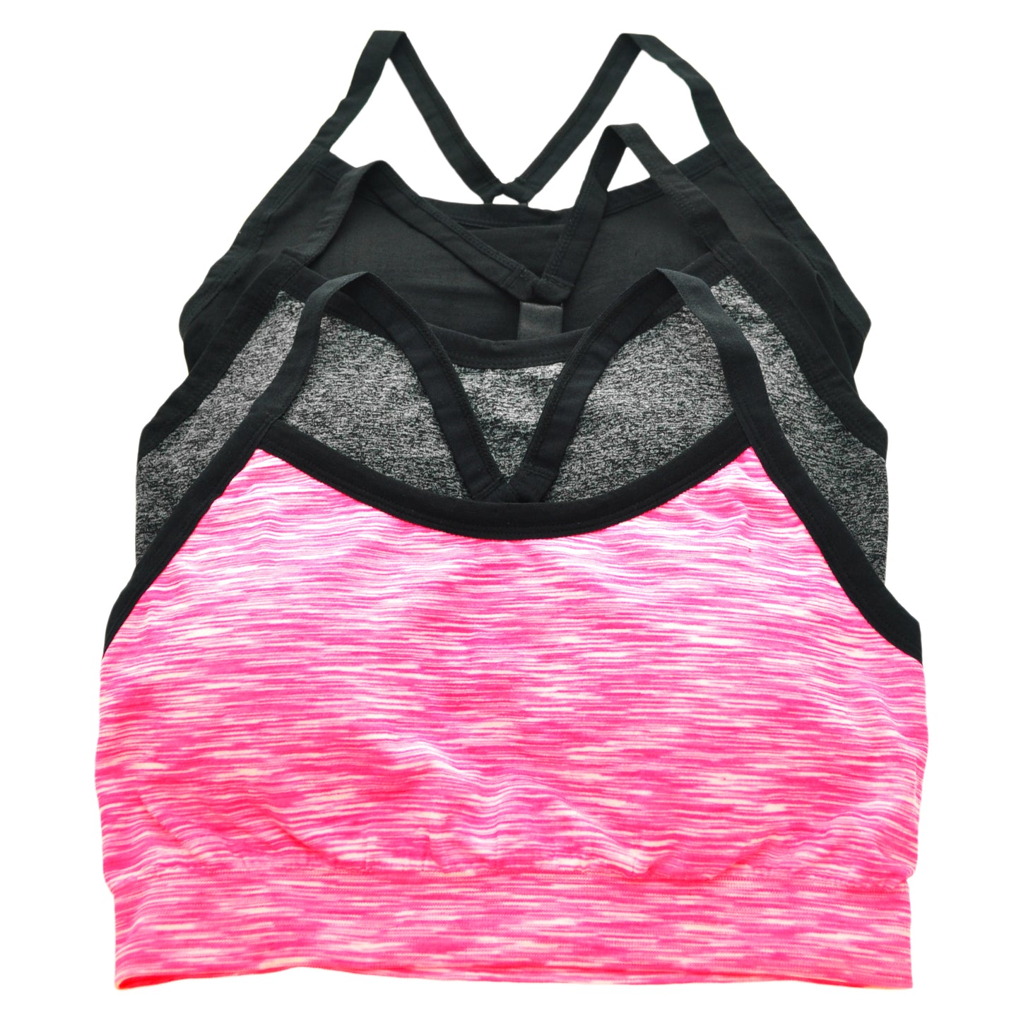 Angelina Seamless Sports Bras with Adjustable Y Strap Back (3-Pack), #SE851