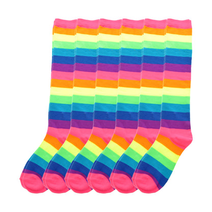 Angelina Rainbow Striped Knee-High Socks (6-Pairs), #2540