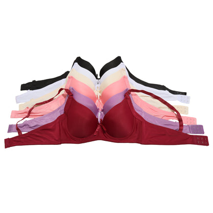 Angelina Wired Padded T-Shirt Bras with Wide Wings (6-Pack), #B290
