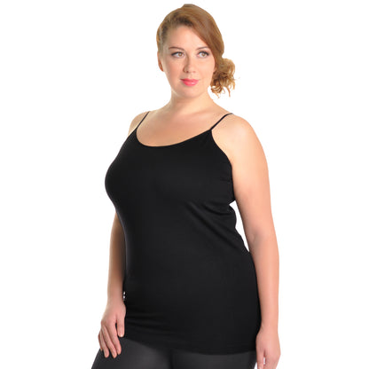 Angelina Seamless Tank Top with Adjustable Spaghetti Straps (1 or 6 Pack)