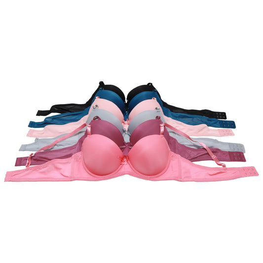 Angelina Wired, Lightly Padded A-Cup Bras with Heart Slides Detail (6-Pack), #B135A
