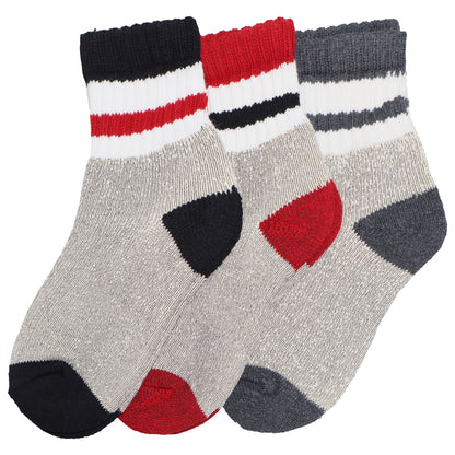 Angelina Unisex Quarter Socks with Striped Pattern Cuff (3-Pairs), #2563