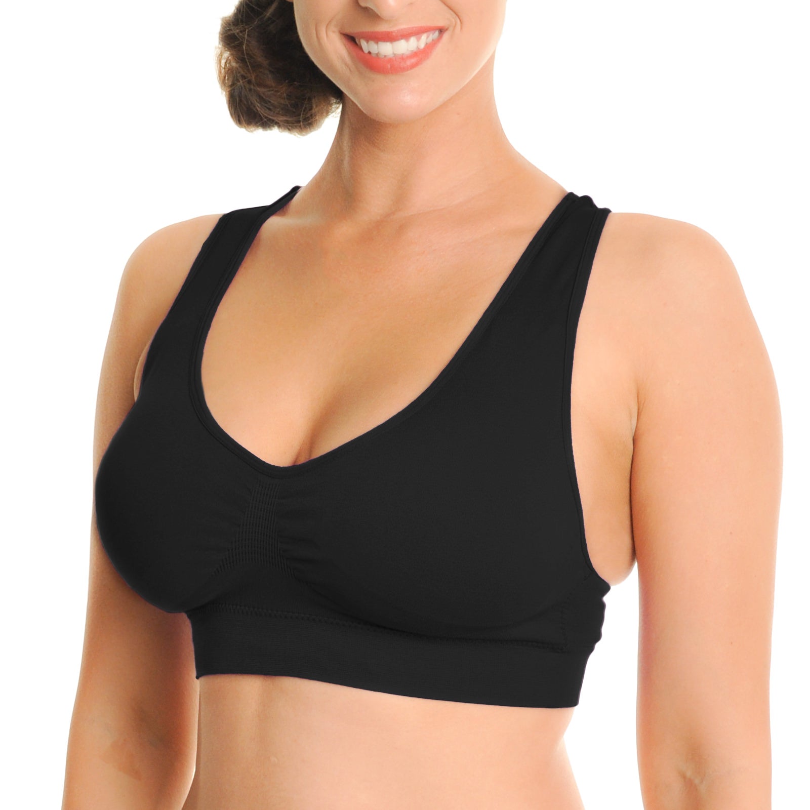 6 Pack Angelina Women's Seamless Double Layer Racerback Sports Bras