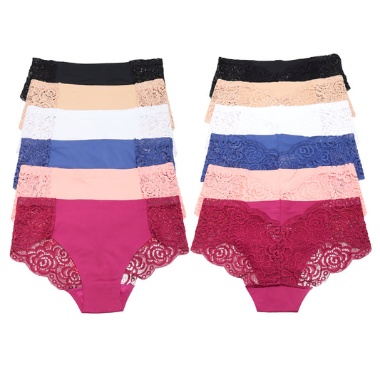 Angelina Juniors Laser Cut Lace Cheeky Hiphugger Panties (12-Pack), #G6462