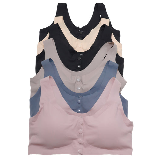 Wireless Laser Cut Front Snap Button Bras (6-Pack), #B142