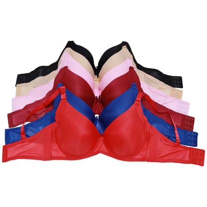 Wired Padded T-Shirt Bras with Wide Wings (6-Pack), #B390D