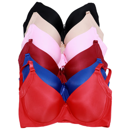 Wired Padded T-Shirt Bras with Wide Wings (6-Pack), #B390D