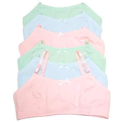 Angelina Girl's Wire-free Classic Cotton Training Bra (6-Pack), #B993A
