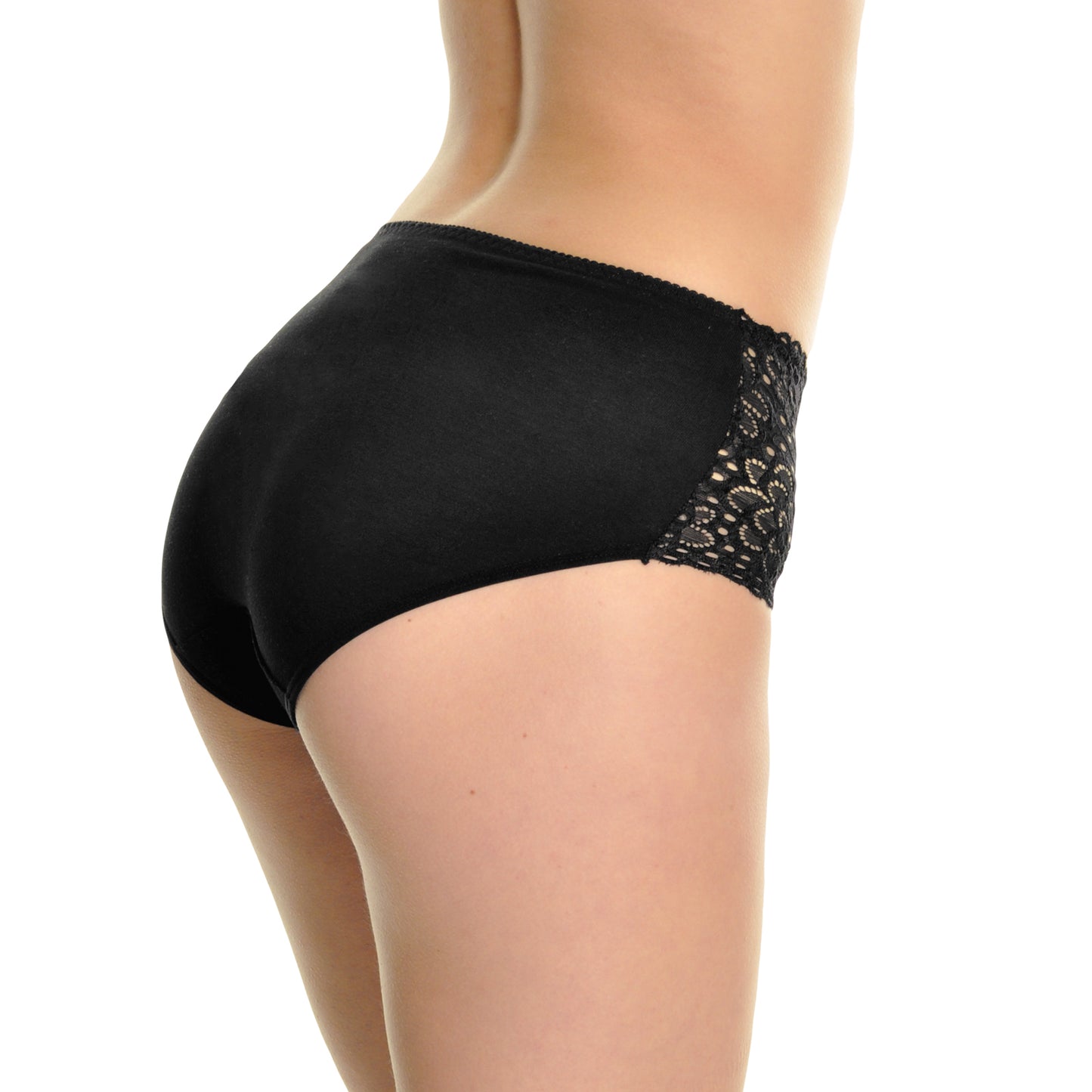 Angelina Cotton Mid-Rise Briefs with Floral Lace Front (12-Pack), #G6182