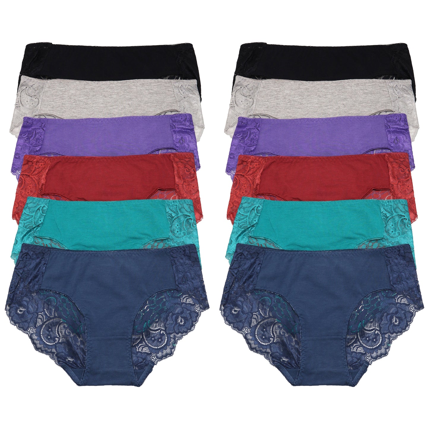 Cotton Bikini Panties with Back Lace Accent (12-Pack), #G6424