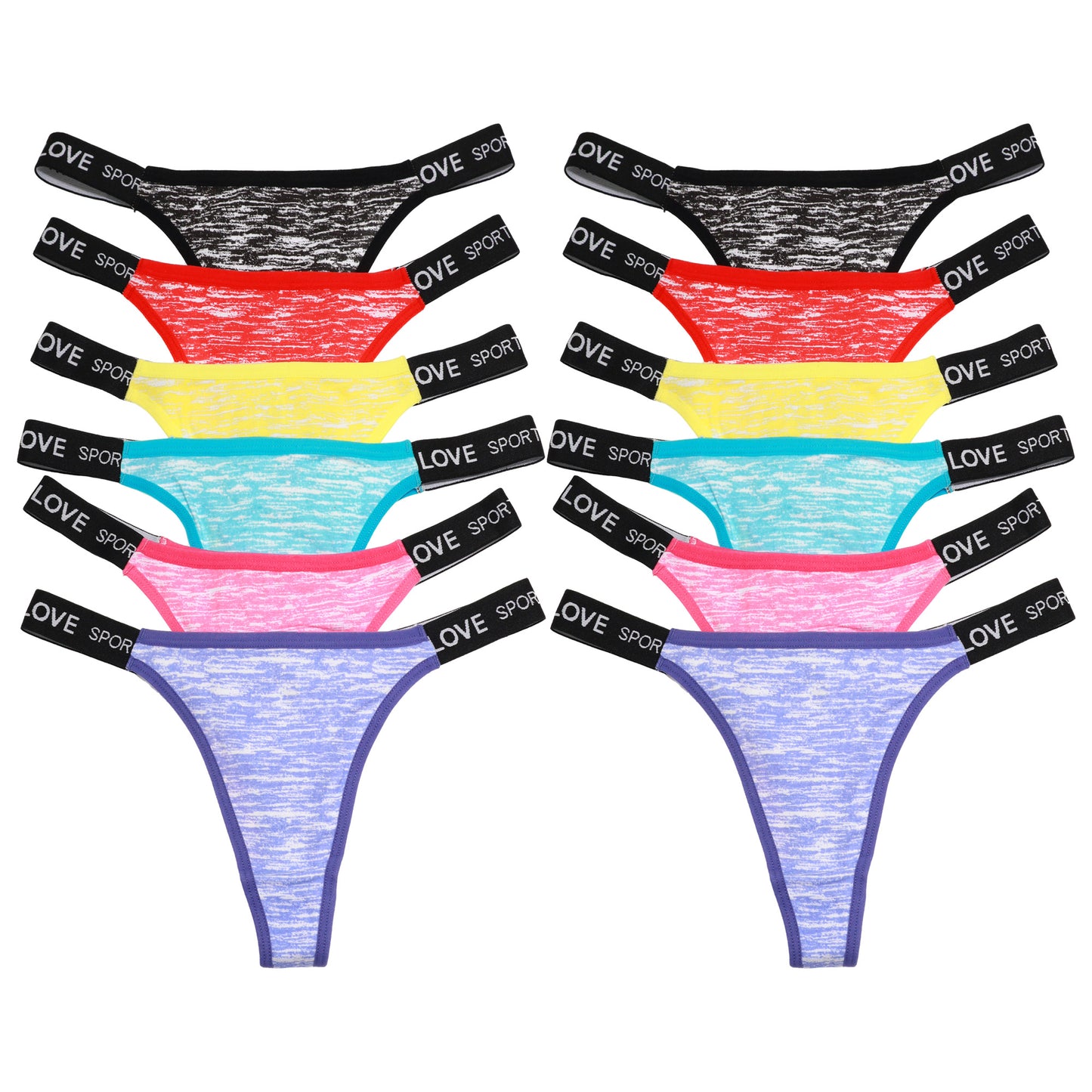 Angelina Cotton High-Cut Strap Thong Panties (12-Pack), #G6827