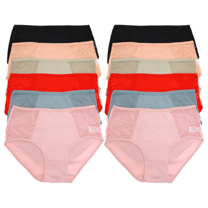 Cotton Hiphugger Panties with Mesh Accent Detail (12-Pack)