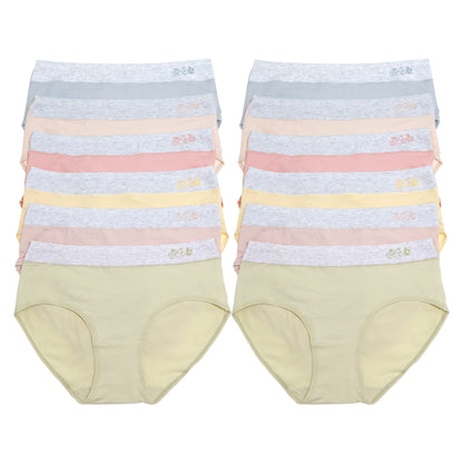 Angelina Cotton Mid-Rise Brief Panties with Hip Detail (12-Pack), #G6853
