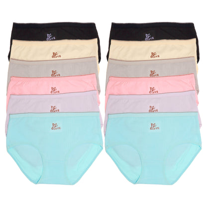 Cotton Ribbed Hiphugger Panties with 3D Detail (12-Pack)