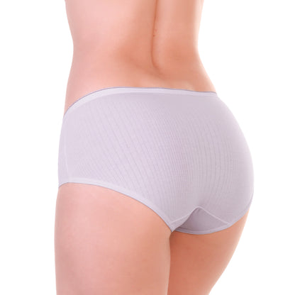 Cotton Ribbed Hiphugger Panties with 3D Detail (12-Pack)