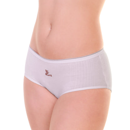 Cotton Ribbed Hiphugger Panties with 3D Detail (12-Pack)