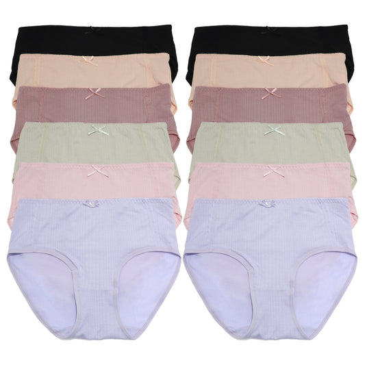 Angelina Cotton Hiphugger Panties with Ribbed Design (12-Pack), #G6865