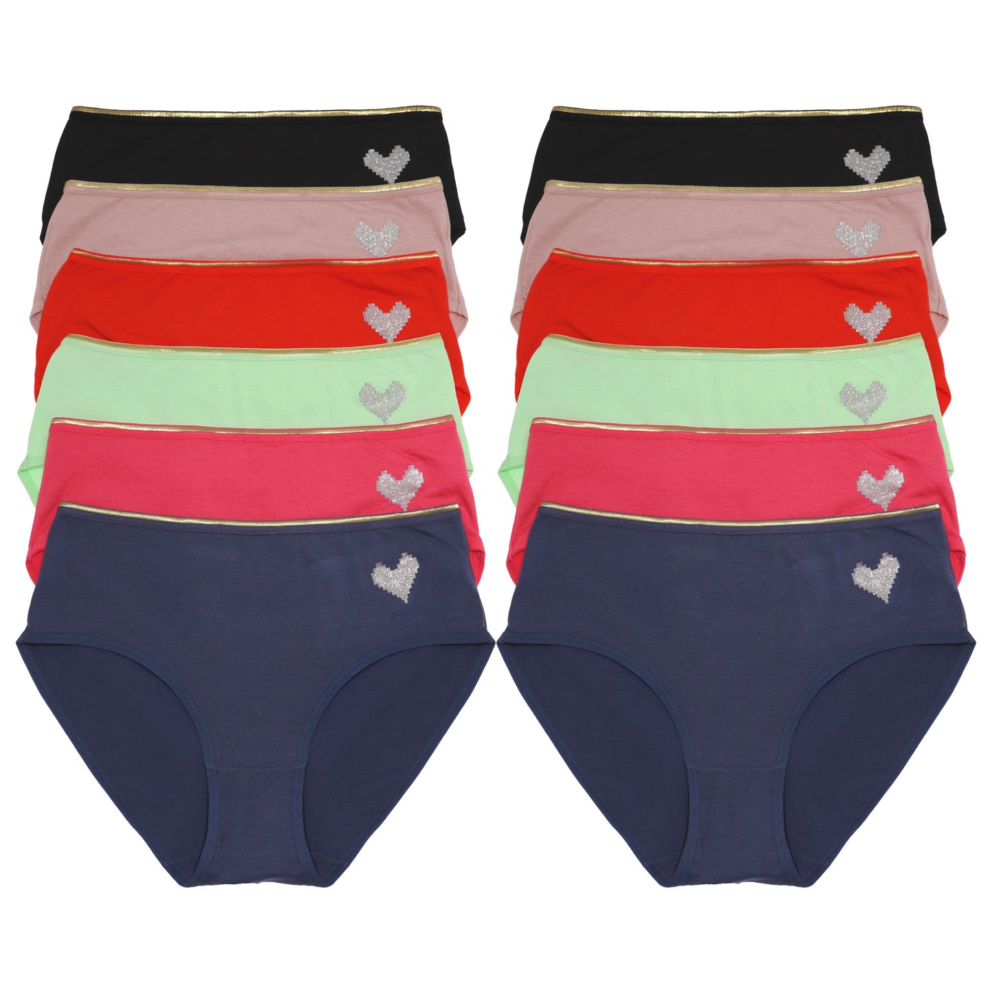 Angelina Cotton Hiphugger Panties with Heart Detail (6 Dozen), #G6869