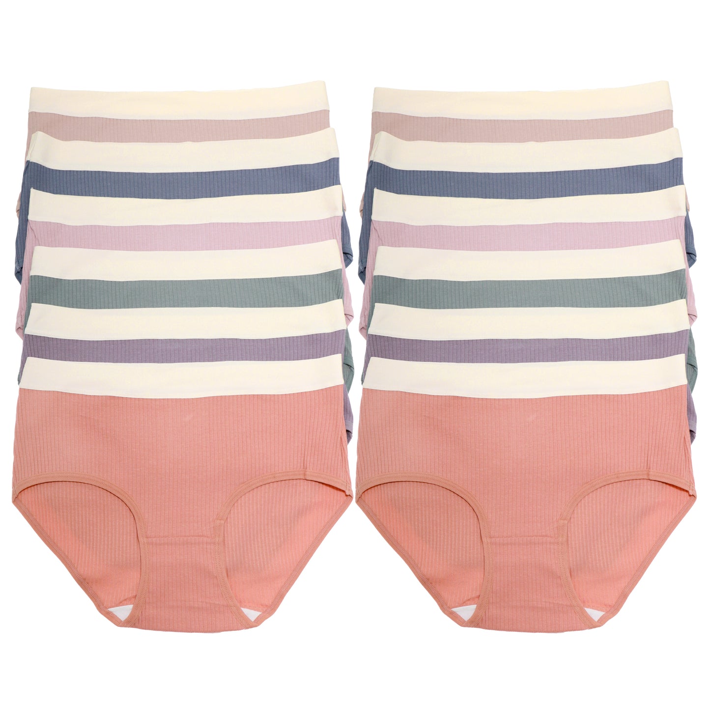 Cotton Ribbed Hiphuggers with Laser Cut Waistband (12-Pack), #G6870