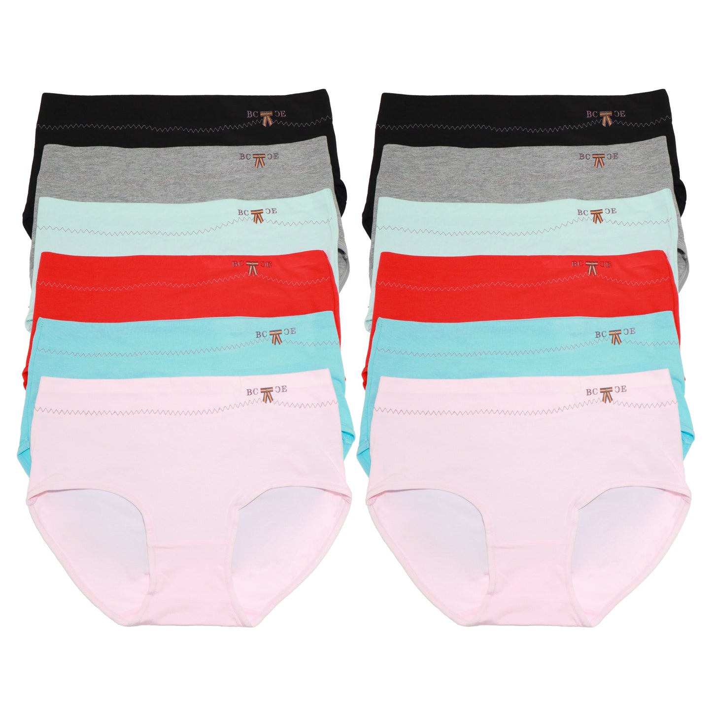 Cotton Mid-Rise Briefs with Front Stitching and Hip Detail (12-Pack), #G6886