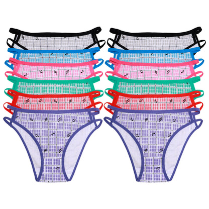 Classic Cotton High-Cut Panties with Musical Notes (12-Pack), #G6898