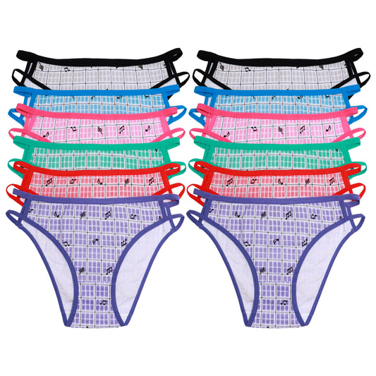 Classic Cotton High-Cut Panties with Musical Notes (12-Pack), #G6898