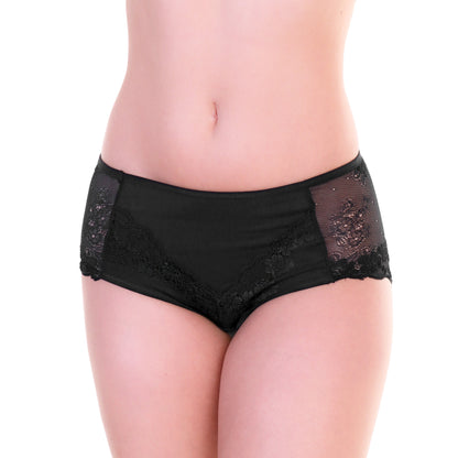 Angelina Cotton Mid-Rise Brief Panties with Lace Accent (12-Pack), #G6900