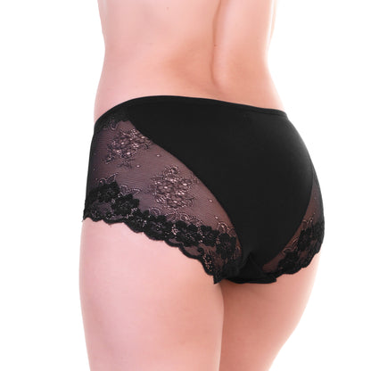 Angelina Cotton Mid-Rise Brief Panties with Lace Accent (12-Pack), #G6900