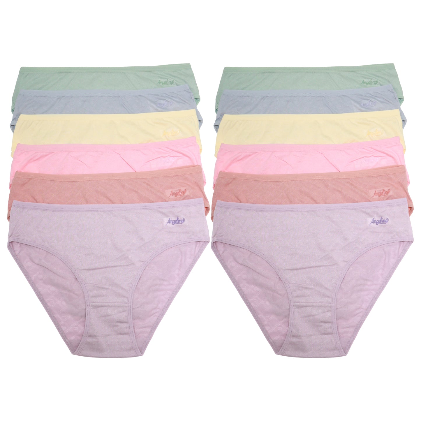 Cotton Textured Bikini Panties with Angelina Logo (12-Pack), #G6916