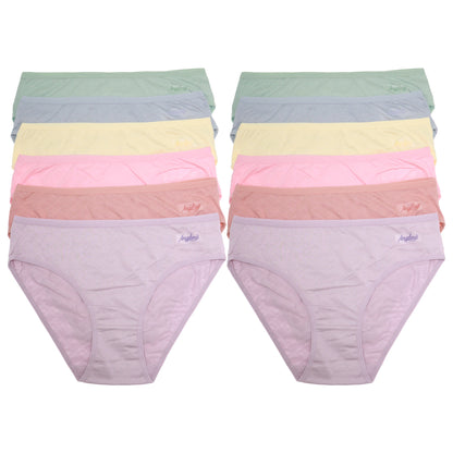 Cotton Textured Bikini Panties with Angelina Logo (12-Pack), #G6916