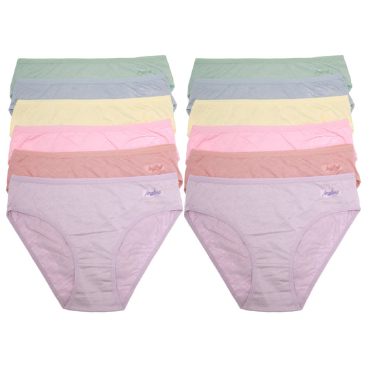 Cotton Textured Bikini Panties with Angelina Logo (12-Pack), #G6916
