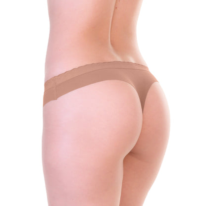 Angelina Nylon Laser Cut Thong with Scalloped Waistband (12-Pack), #G6951