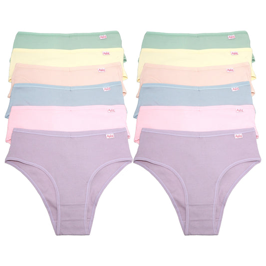 High Cut Ribbed Brazilian Bikini Panties (12-Pack), #G6956