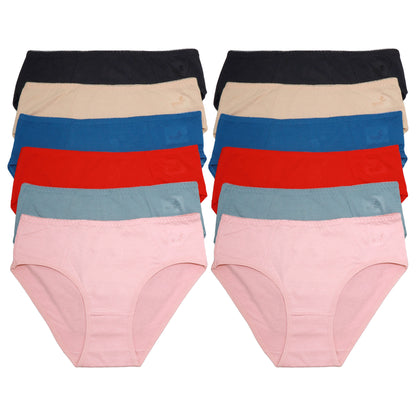 Cotton Bikini Panties with Rose Detail (12-Pack), #G6959