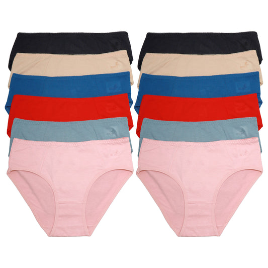 Cotton Bikini Panties with Rose Detail (12-Pack), #G6959