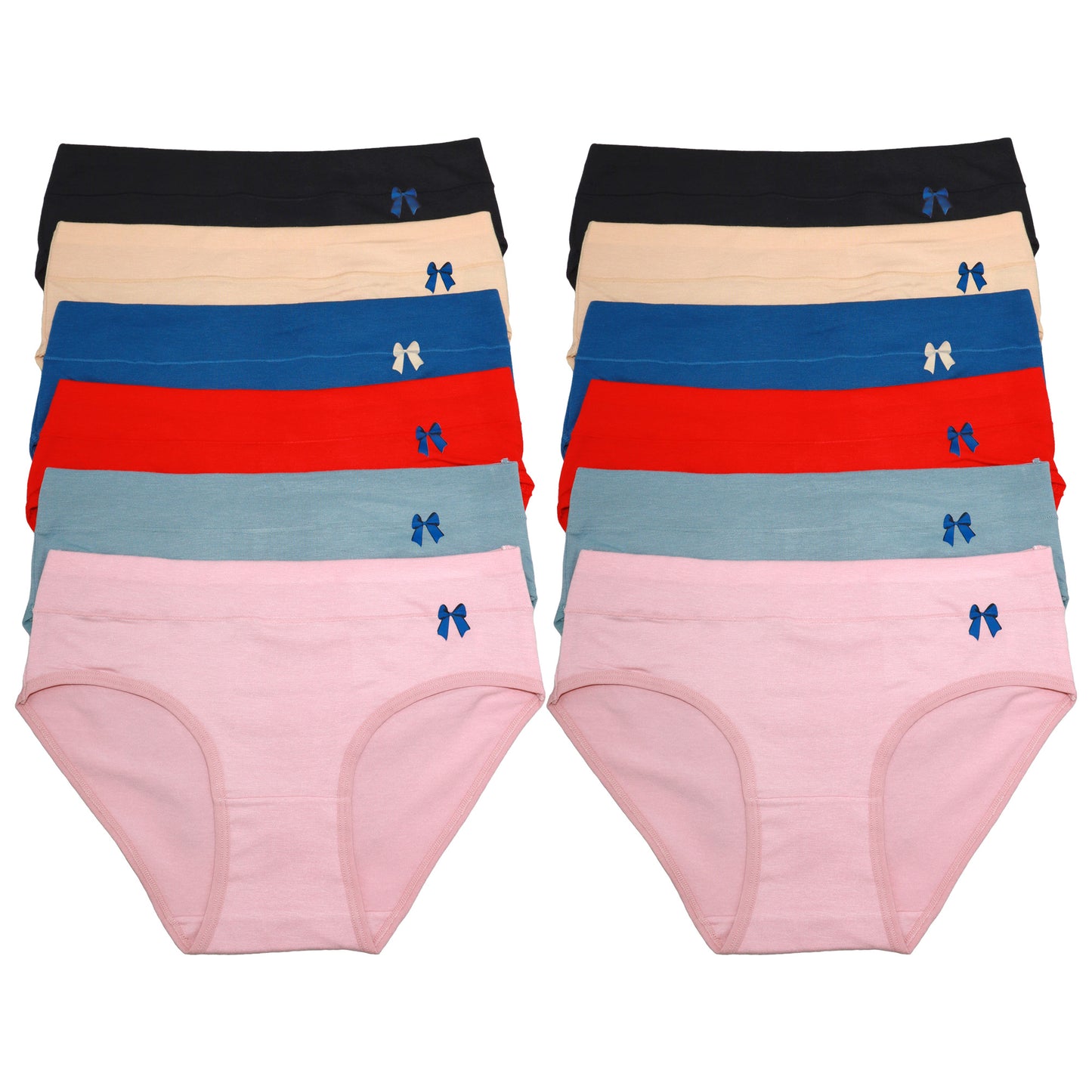 Cotton Hiphugger Panties with Bow Detail (12-Pack), #G6961