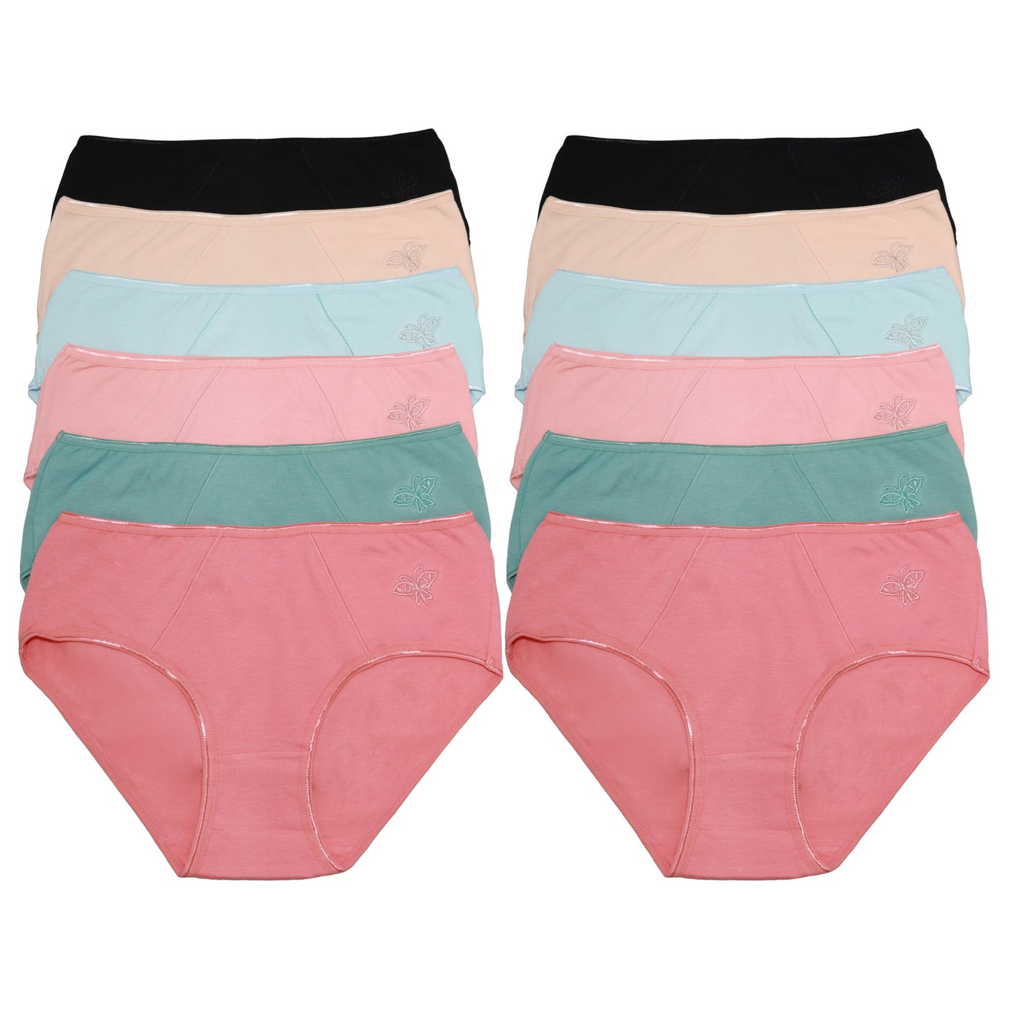 Cotton Butterfly Embroidered with Hidden Pocket Hiphugger (12-Pack), #G6962