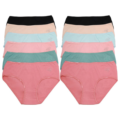 Cotton Butterfly Embroidered with Hidden Pocket Hiphugger (12-Pack), #G6962