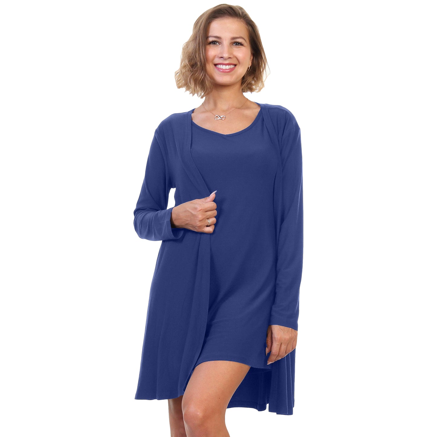 Brushed Microfiber Nightgown and Cardigan Lounge Wear Set (Sold Separately )