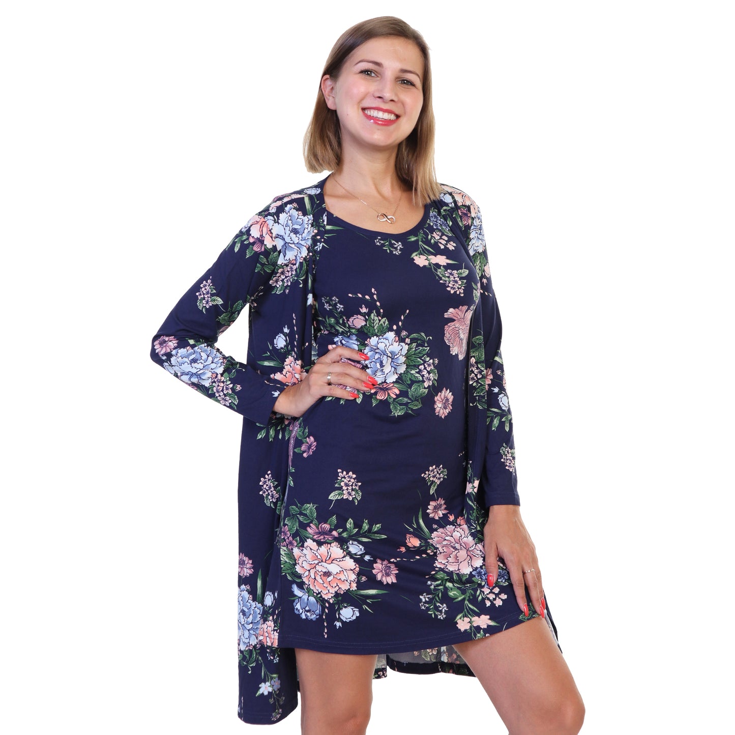 Brushed Microfiber Nightgown and Cardigan Lounge Wear Set (Sold Separately )