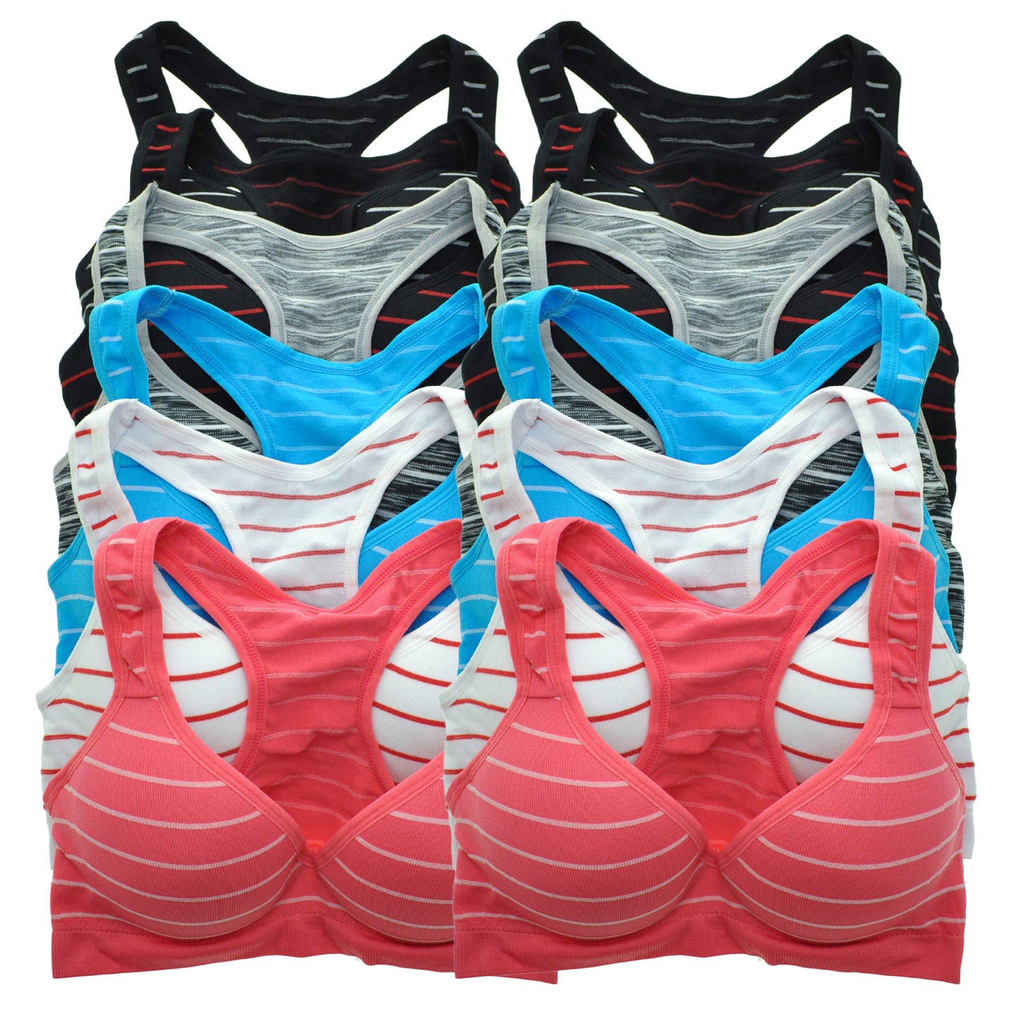 Angelina Wired Racerback Sportsbra With Striped Print Design (6 Dozen), #SE826
