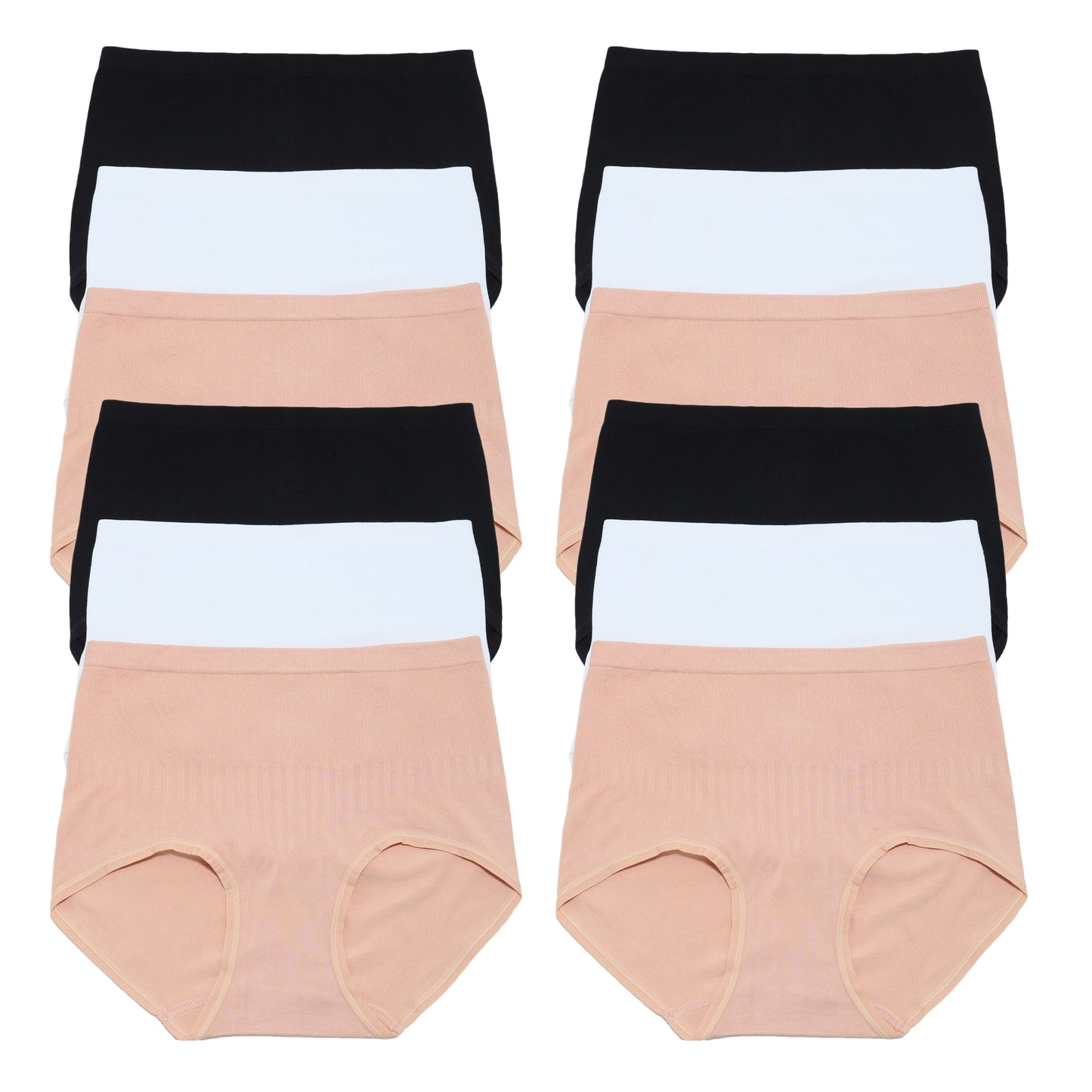 Angelina Seamless Cotton High-Waist Light-Control Brief Panties (6 Dozen), #SE909