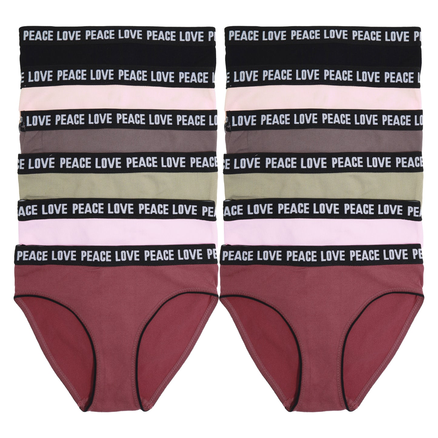 Angelina Seamless Panties with Love Peace Print (12-Pack), #SE993P