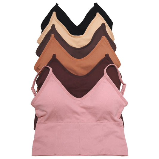 Seamless Longline Wire-Free Microfiber Bralettes (6-Pack), #SE999