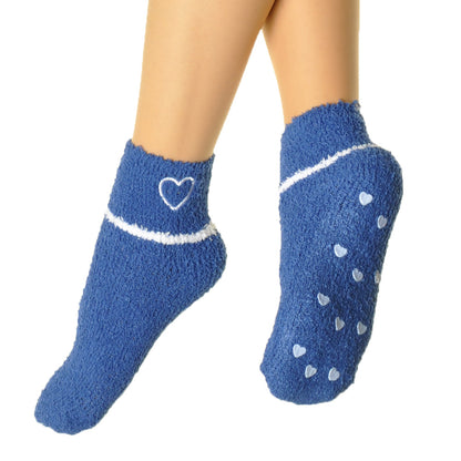 Cozy Fuzzy Socks with Heart Shaped Silicone Gripper Dots (12-Pairs), #WF1128