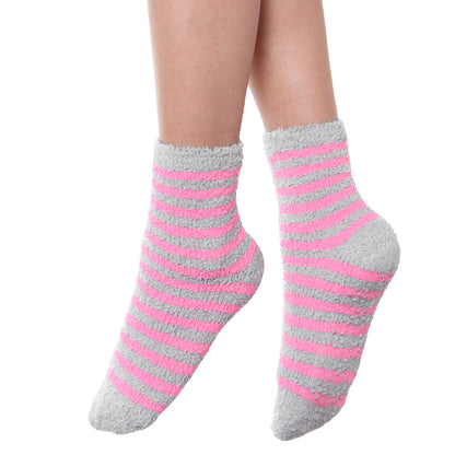 Cozy Fuzzy Socks with Silicone Gripper Dots (12-Pairs), #WF1915