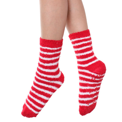 Cozy Fuzzy Socks with Silicone Gripper Dots (12-Pairs), #WF1915