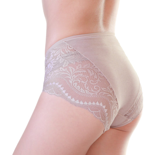 Angelina Cotton High-Rise Brief Panties with Lace Accent (12-Pack), #G6783