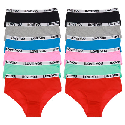 Angelina Cotton Hiphugger Panties with an I Love You Waistband (12-Pack), #G6780