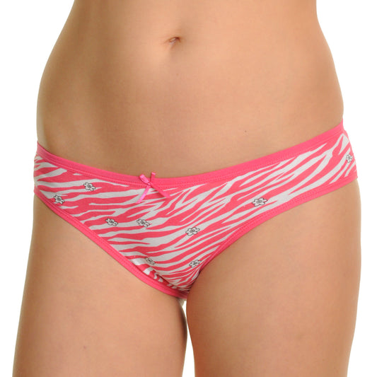 Angelina Cotton Zebra Print All-Lace Back Bikini Panties (12-Pack), #G1256